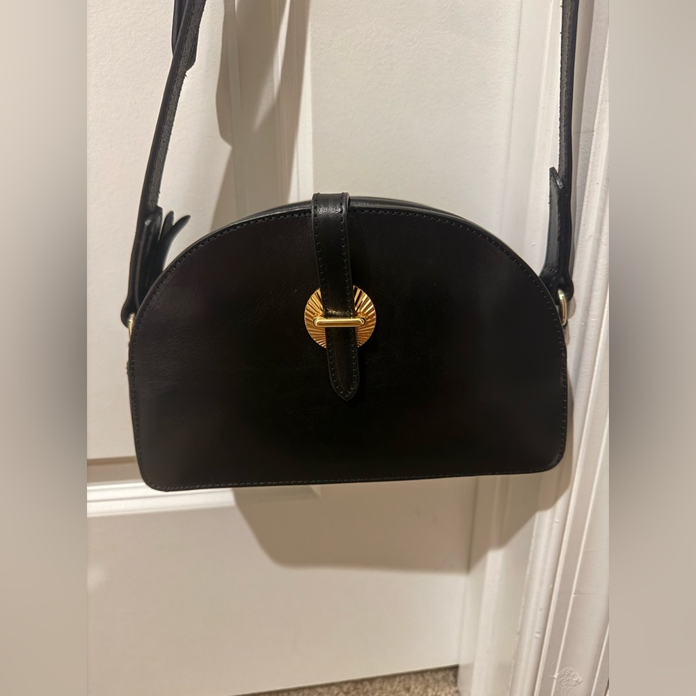 & Other Stories Half Moon Crescent Crossbody Bag (Black Leather & gold hardware)
